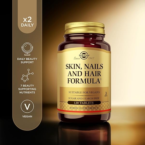 SOLGAR SKIN, NAILS & HAIR, ADVANCED MSM FORMULA, 120 TABLETS – SUPPORTS COLLAGEN FOR HAIR, NAIL AND SKIN HEALTH – PROVIDES ZINC, VITAMIN C & COPPER – NON GMO, VEGAN, GLUTEN & DAIRY FREE – 60 SERVINGS ,STANDARD PACKAGING , 120 COUNT