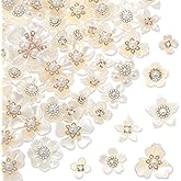 Janinka 280 Pcs Rhinestone Buttons Faux Pearl Buttons Flat Back Flower Embellishments for Jewelry Making DIY Craft Wedding Hair Bouquet Home Decoration Party Accessory (Snowflake)