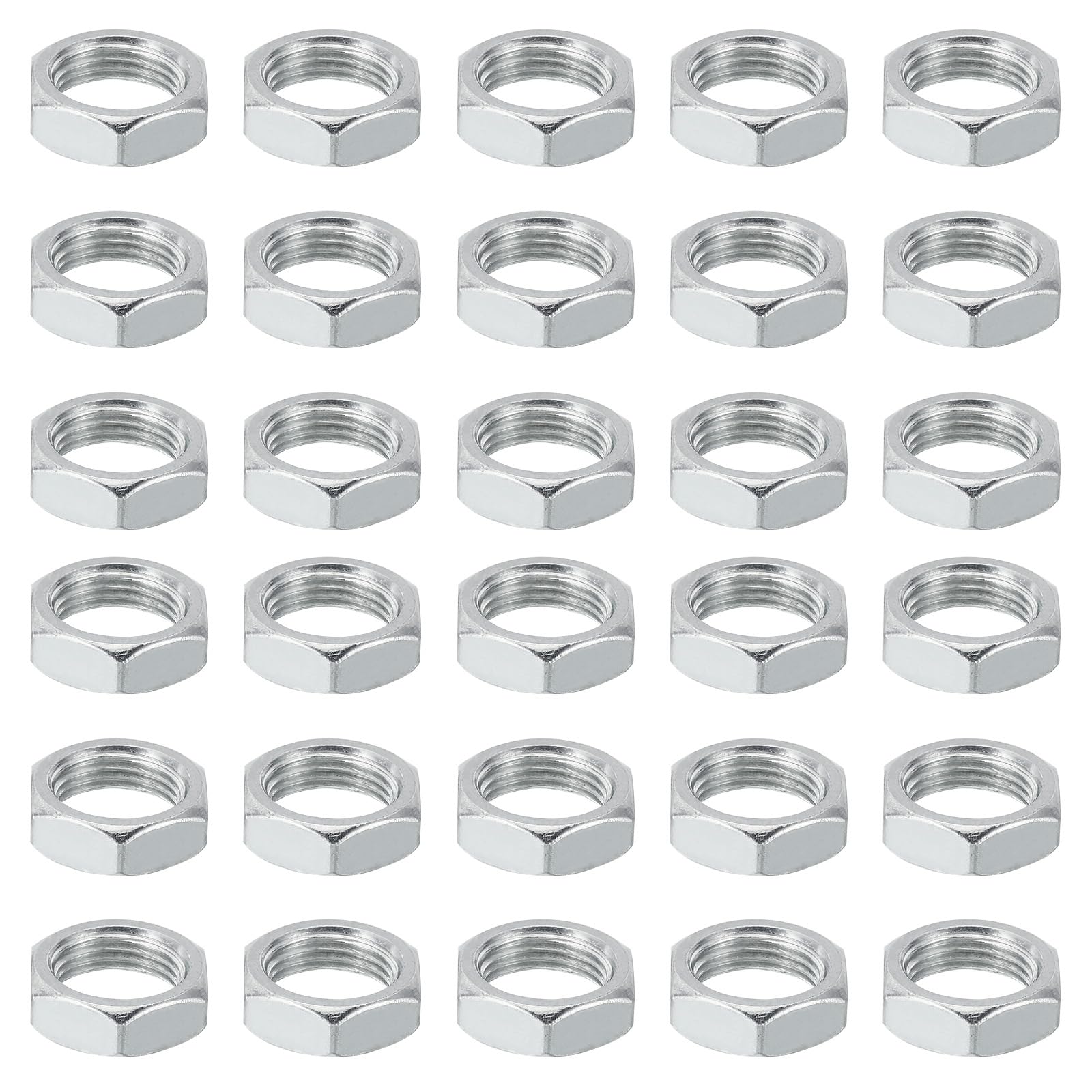 PATIKIL M18x1.5 Steel Hex Nuts, 30 Pack Metric Thread Zinc Plated Finished Hardware Nuts Screw Bolt Fasteners for Lamps Machinery Repair 8mm Height