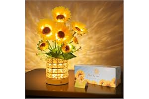 YWYWLED Sunflower LED Lamp,USB Rechargeable Touch Night Light, 3 Color Stepless Dimmable,Small Battery Flower Decor for Bedro