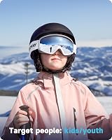 Findway Kids Ski Goggles OTG Anti-Fog UV Protection Silver view 4