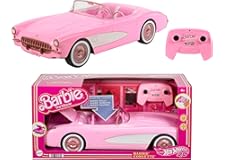 Hot Wheels RC Barbie Corvette, Battery-Operated Remote-Control Toy Car from Barbie The Movie, Holds 2 Barbie Dolls, Trunk Ope