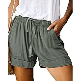 BTFBM Spring Shorts for Women 2026 Summer Casual Elastic Waist Drawstring Lightweight Beach Lounge Short Pants Pockets