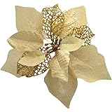 Crazy Night (Pack of 12 Glitter Poinsettia Christmas Tree Ornaments (Gold)