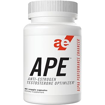 APE Testosterone Booster, Optimizer & Anti-Estrogen - Maximize Testosterone Production, Enhance Nitric Oxide, and Increase Muscular Endurance & Fullness, Stamina, Energy, Strength - 40 Count