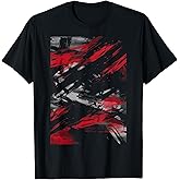 Red and Black Dynamic Splatter Graphic T-Shirt