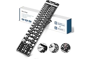 Voncabay Nut and Bolt Thread Checker - 42 Sizes (15 Metric, 19 Standard, 8 Drill) - Nut and Bolt Gauge with Laser-Etched Markings, Thread Size Checker with Double Length Measurement, Black