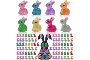 AWEELON 120Pcs Mini Resin Glitter Bunnies Glow in Dark Resin Rabbit Figures for Fairy Garden Luminous Mini Portrait Fairy Garden DIY Christmas Party Ornament Accessories Charms Party Favors