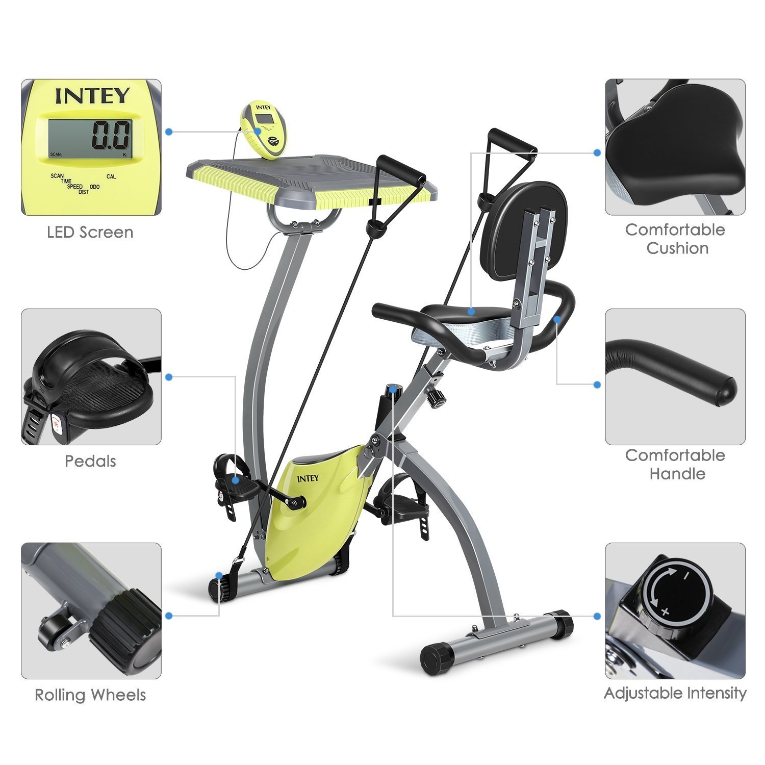 INTEY Exercise Bike For Home With Desktop 2 In 1 Magnetic Foldable Exercise  Bike Cycle Machine Gym Equipment: Amazon.co.uk: Sports & Outdoors