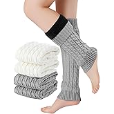 Shihanee 2 Pairs Women's Fleece Lined Leg Warmers Winter Extra Elastic Thicken Thermal Knit Long Boot Socks for Cold Weather