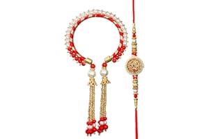 TIED RIBBONS Rakhi for Brother and Bhabhi Gift Set | Rakhi Bhaiya Bhabhi | Mini Greeting Card | Roli Tikka - Lumba Rakhi for Bhabhi Rakhi Set for Bhai Bhabhi | Rakhi Thread