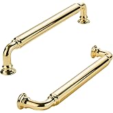 khtumeware 10-Pack Polished Brass Heavy-Duty Solid Cabinet Pulls, 5 Inch (128mm) Hole Center,Polished Gold Drawer Pulls, Cabinet Hardware, Suitable for Kitchen Cabinets, Bathrooms and Dressers