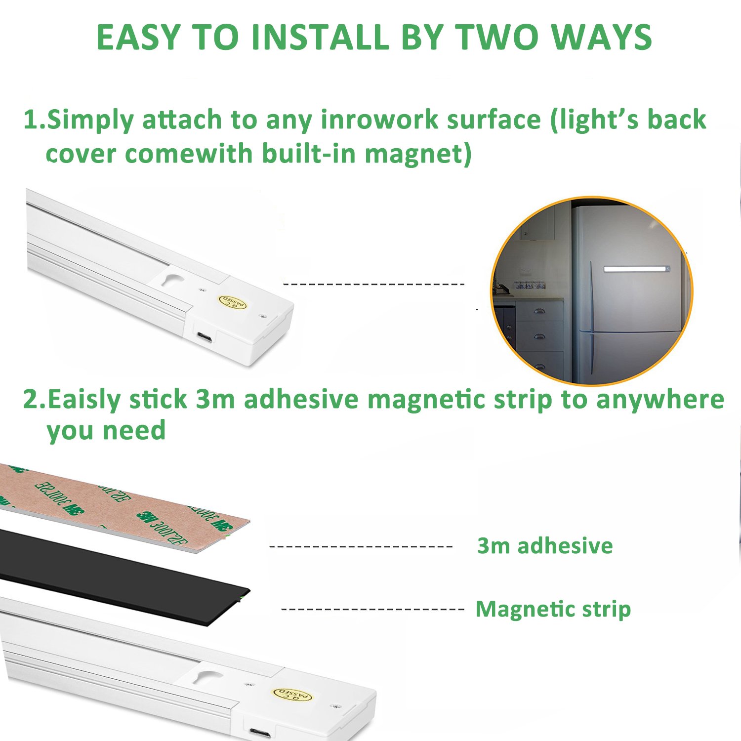 LED Schrankbeleuchtung, Homore Motion Sensor Licht, 56 LED 2250 mAh Aufladbar Schrankleuchte mit Bewegungsmelder, Unterbauleuchte Nachtlicht für Schrank Treppe Küche Closet unter Zähler Garage usw.