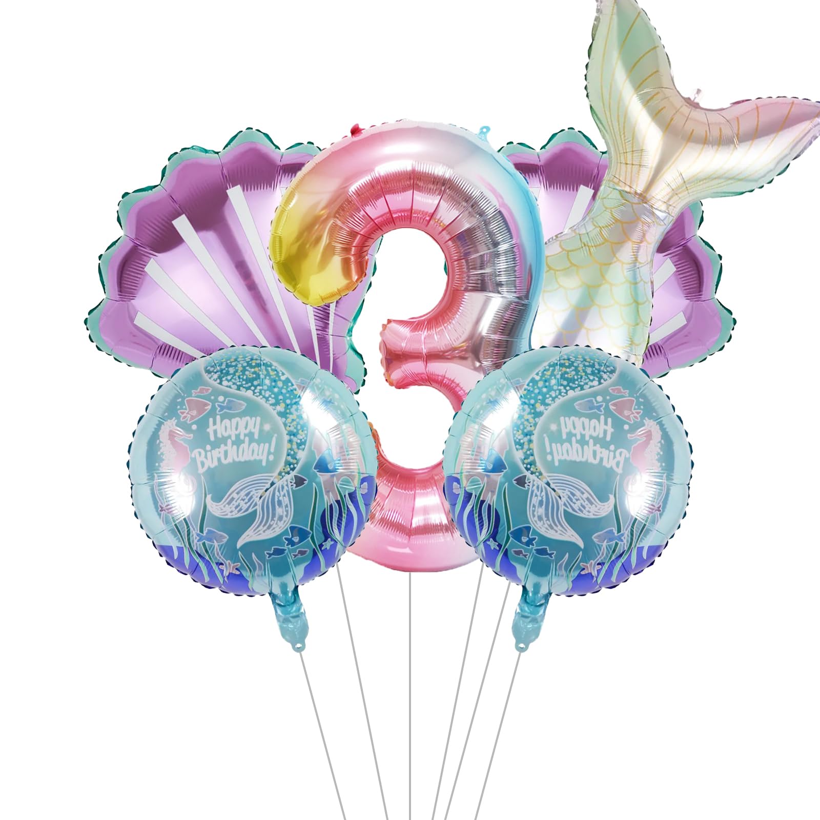 Photo 1 of Mermaid Birthday Decoration Mermaid Foil Large Number Balloons for Girls Under The Sea Mermaid Theme Baby Shower Birthday Favors?40inch Number balloon 3?