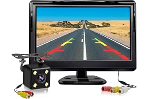 Kairiyard Backup Camera, Car Rear View Reverse Camera with 5in Monitor HD Night Vision 170° Wide View Angel Vehicle Back up Camera Systems IP69 Waterproof for Car Truck