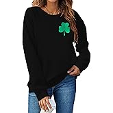 YTRFD St Patricks Day Sweatshirts For Women Shamrock Embroidered Sweatshirt St. Patrick's Day Gifts Blouse