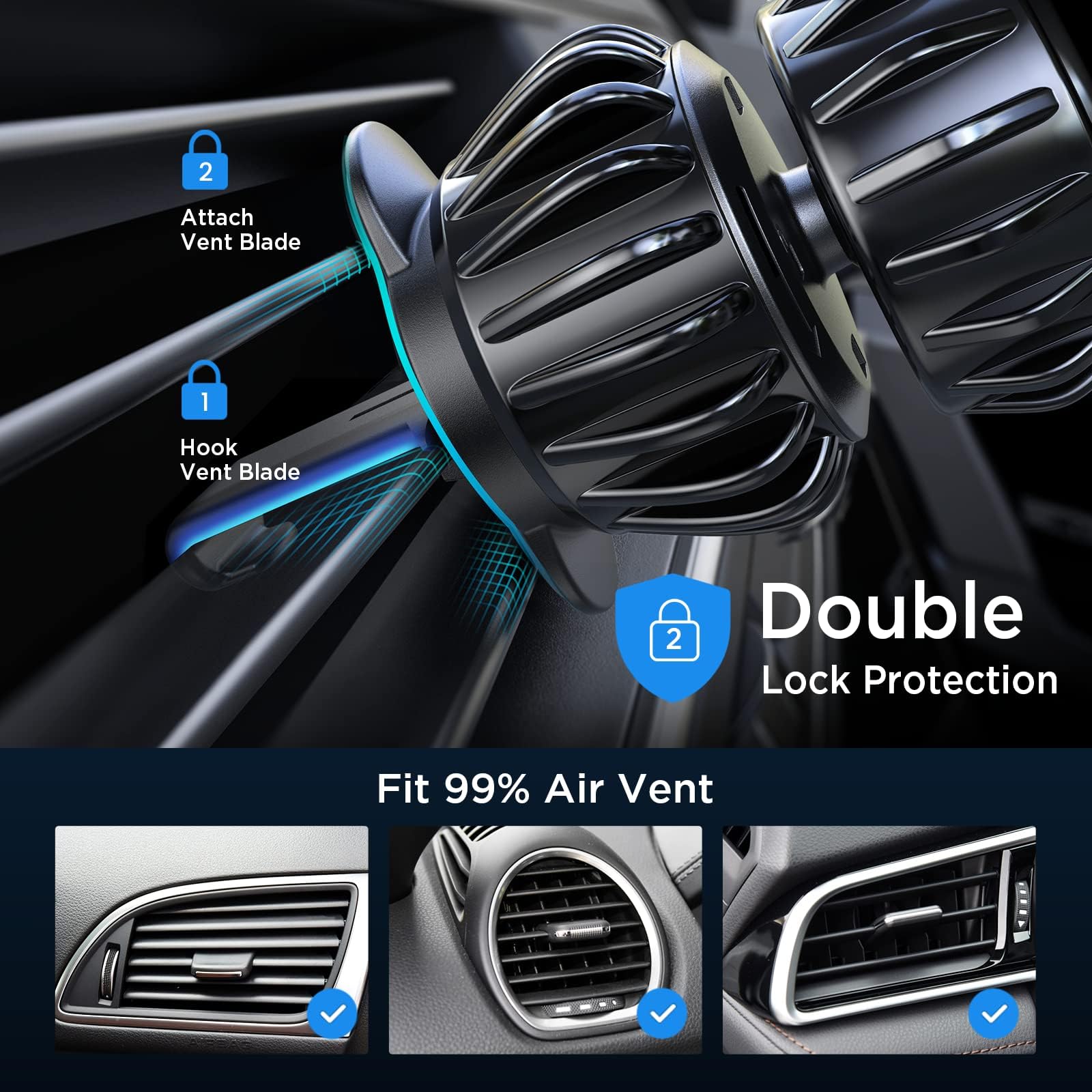 LISEN Magnetic Phone Holder for Car - Upgraded Clip Ultra 6 Strong Magnets, Phone Magnets for Back of Phone, Soporte de Telefono para carro for Galaxy S25 Ultra 4-6.7 inch Smartphones (Black)