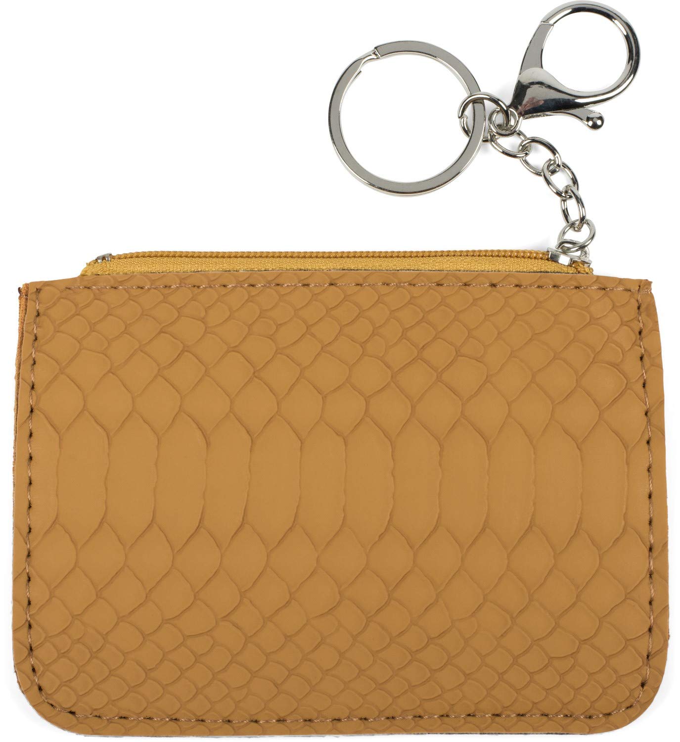 styleBREAKER Key case with snake pattern structure and zipper, key ring, carabiner, ladies 05050096, color:Camel
