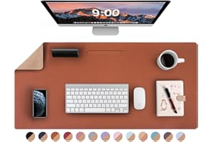 LOLLIDO Leather Desk Pad - 36" x 17" Office Desk Mat, Large Mouse Pad Desk Protector, Desktop Mat, Desk Writing Pad, Desk Blotter, Desk Cover (Cork+Brown)