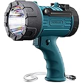 YIERBLUE Rechargeable Spotlight Flashlight IP67 Waterproof with 200,000 Lumen LED, 12 Hours Long Running Spot Light, Impact Resistant Handheld Spotlight with Foldable Stand Red Lens