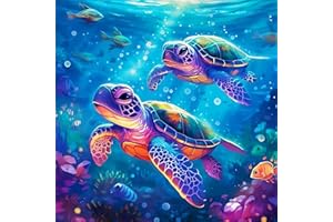 ijbnhd Sea Turtle Diamond Art Painting Kits for Adults - Full Drill Diamond Paintings for Beginners, Round 5D Paint with Diamonds Pictures Gem Art Painting Kits DIY Crafts Kits 14x14inch