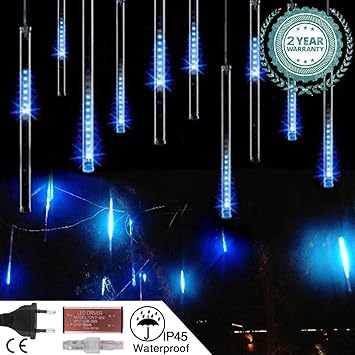 Wasserdichte 30cm 10 Tube 360 LED Meteorschauer Regen Lichter 12V LED Weihnachten Deko-Leuchten Lichterkette für Außen Garten