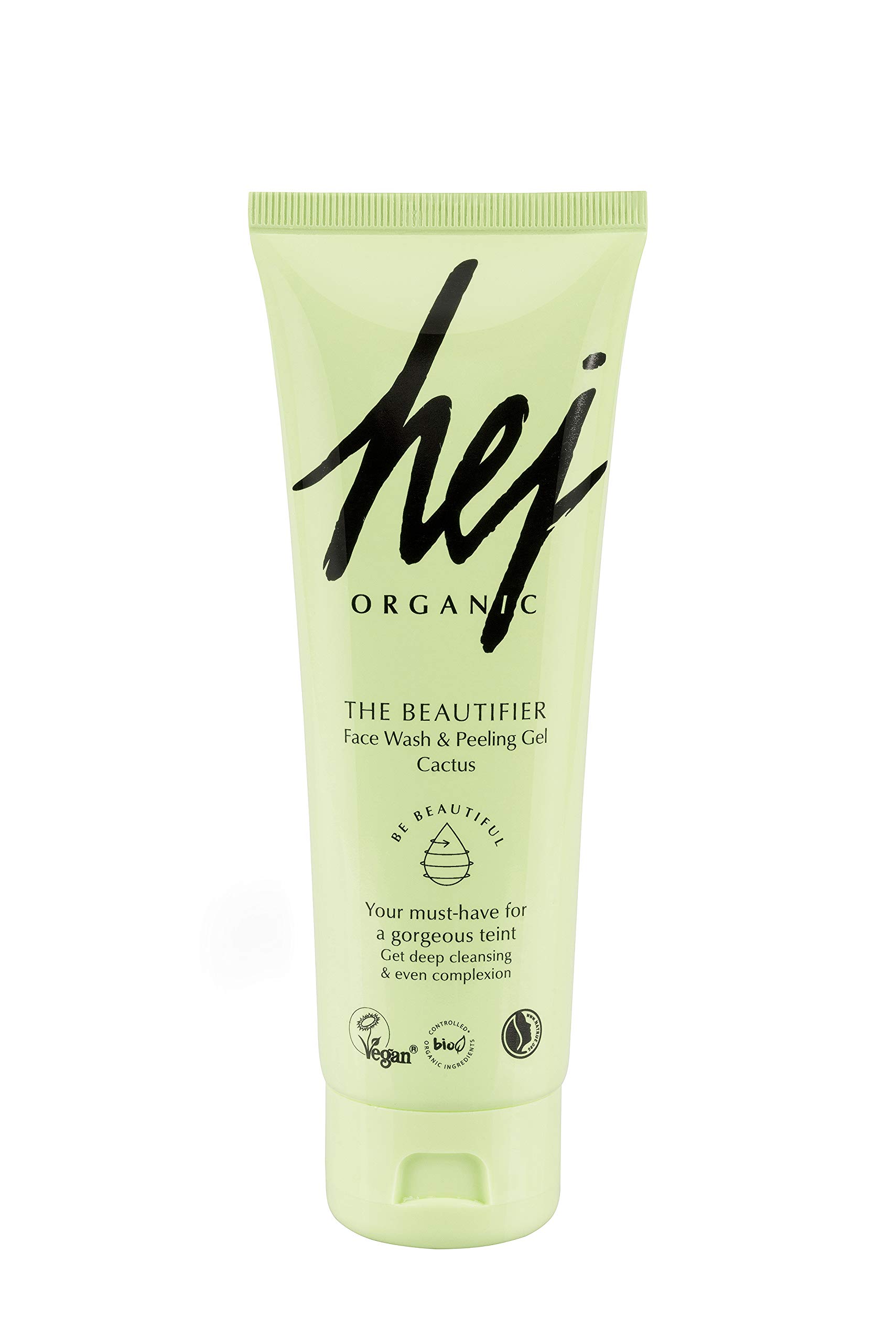 HEJ ORGANIC Facial Cleansing - Gentle Exfoliating Natural Cosmetics, The Beautifier Face Wash & Exfoliating Gel, 125 ml