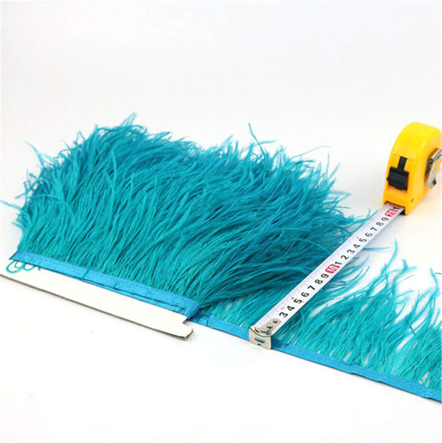 36 Colours Quality Ostrich Feather Trimming Fringe for Millinery Craft Dress Making (Peacock Blue,2 Meters)