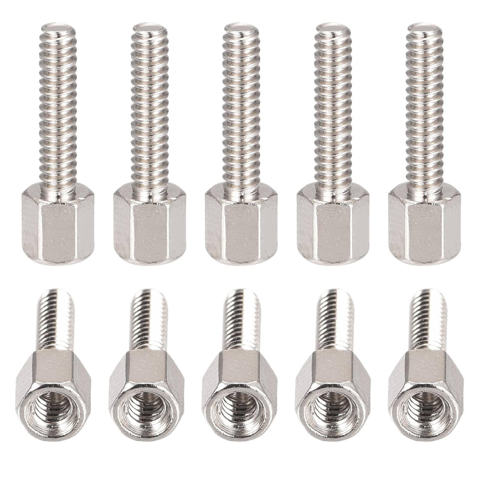 DTGN 4#-40x5x16mm(DxHLxML) - Brass Hex Standoff -100Pack- Good for Electronic Machine - Male to Female Spacer Screw Nuts - Silver