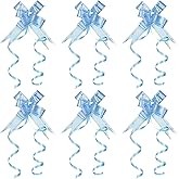 PATIKIL 2.8-inch Pull Bows, 40 Pack Present Wrapping String Bows Ribbon Gold Thread Style Decorative Bow Tie for Wedding Party Birthday, Light Blue