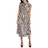 Calvin Klein Women's Sleeveless Mock Neck Fit & Flare Midi Dress