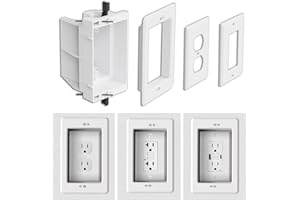 MAGALIYO Recessed Outlet/Electrical Box Single Gang, Recessed Outlet Box for Wall Mount TV, Antenna, Phone and Cable TV, Suitable for GFCI Outlet and Standard Outlet, for Old or New Construction(1 Pack)