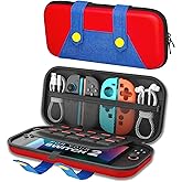 PEYANZ Carrying Case for Nintendo Switch 2, Portable Hard Shell Protective Travel Carrying Case, with 10 Games Card Slots (Red&Blue)
