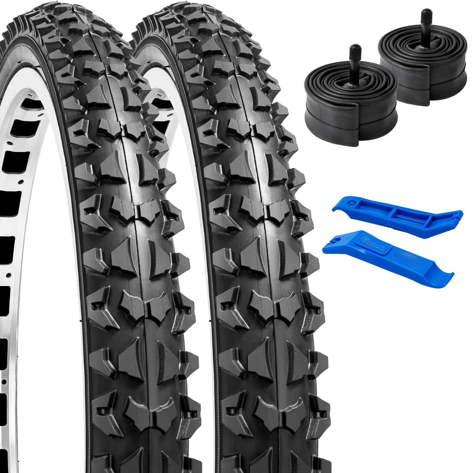 Photo 1 of YUNSCM 20" Mountain Bike Tires 20 x 2.10/54-406 and 20" Heavy Duty Bike Tubes Compatible with Off Road Bike 20x2.0 20x2.1 20x2.125 Bicycle Tires and Tubes (Y-1079)