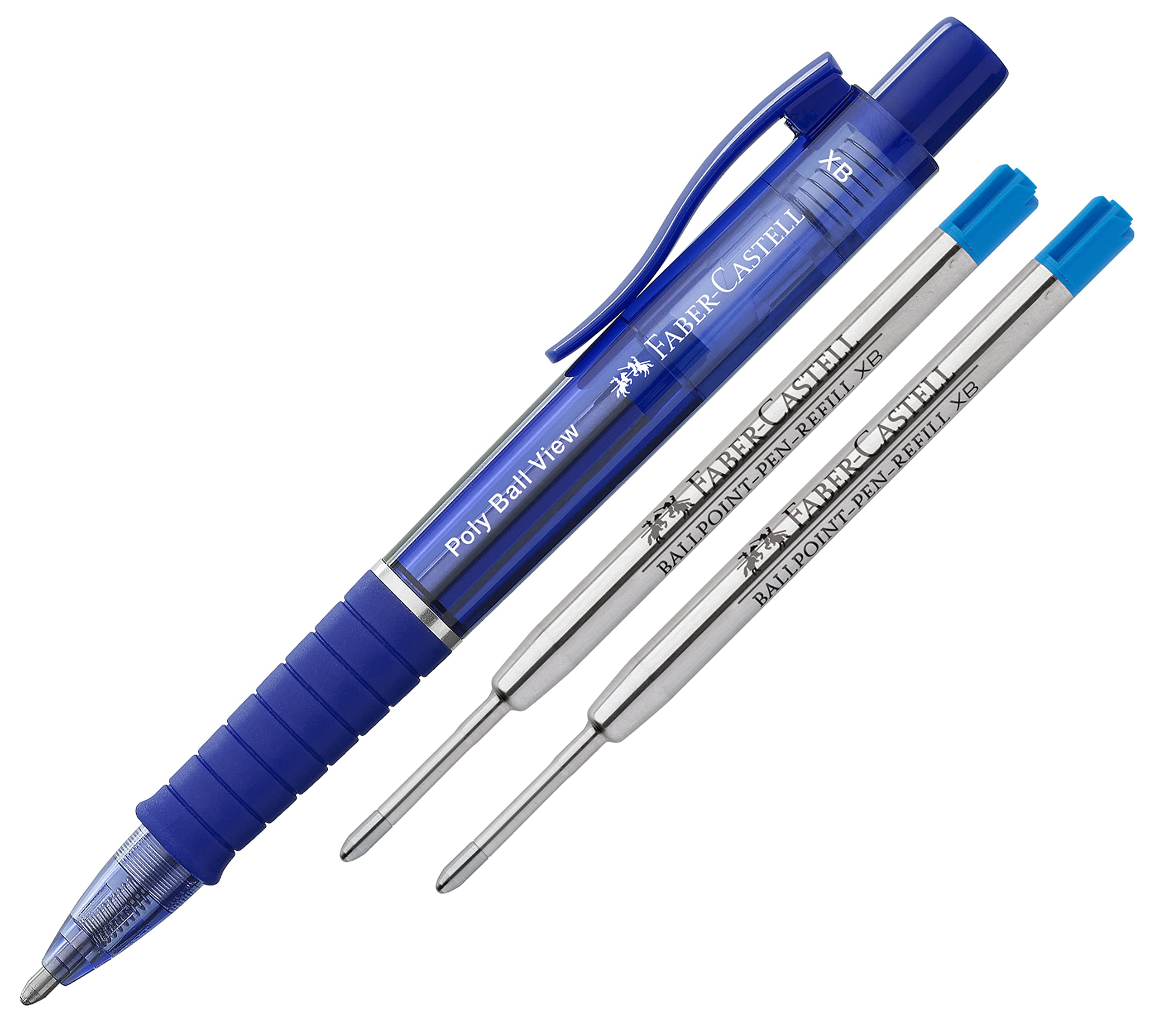 Faber-Castell Ballpoint Pen Poly Ball View, Refill XB (Admiral Blue + Refills)