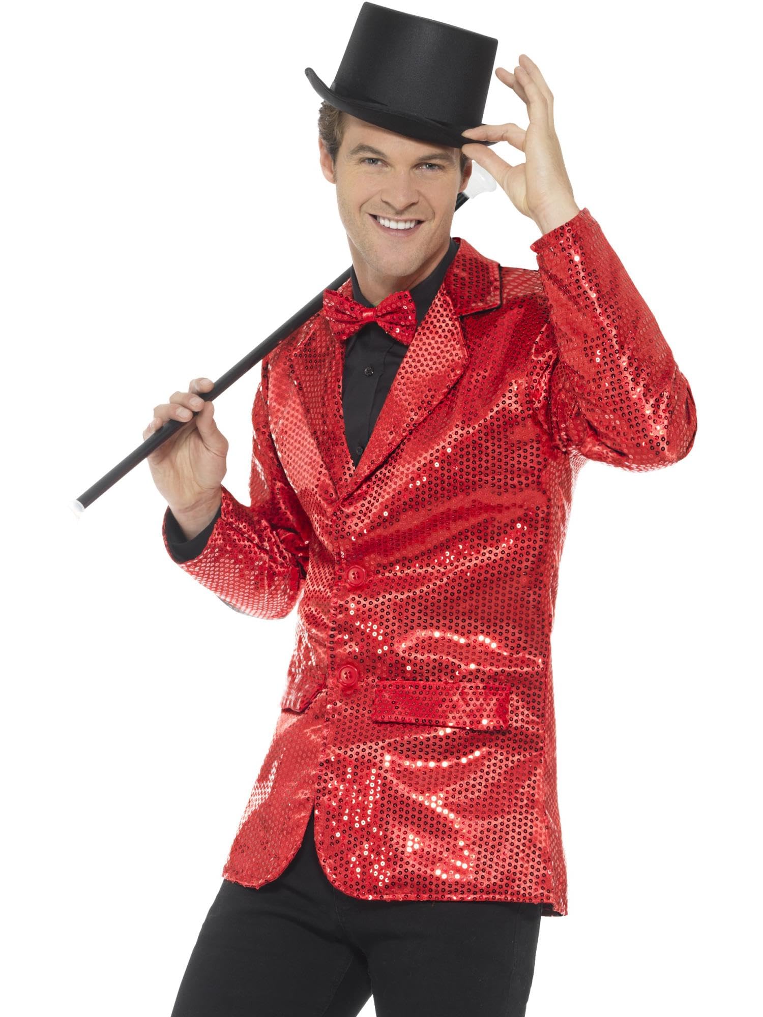 Smiffys Sequin Jacket, Mens, Red , Party & Carnival Fancy Dress, Party Dress Up Costumes