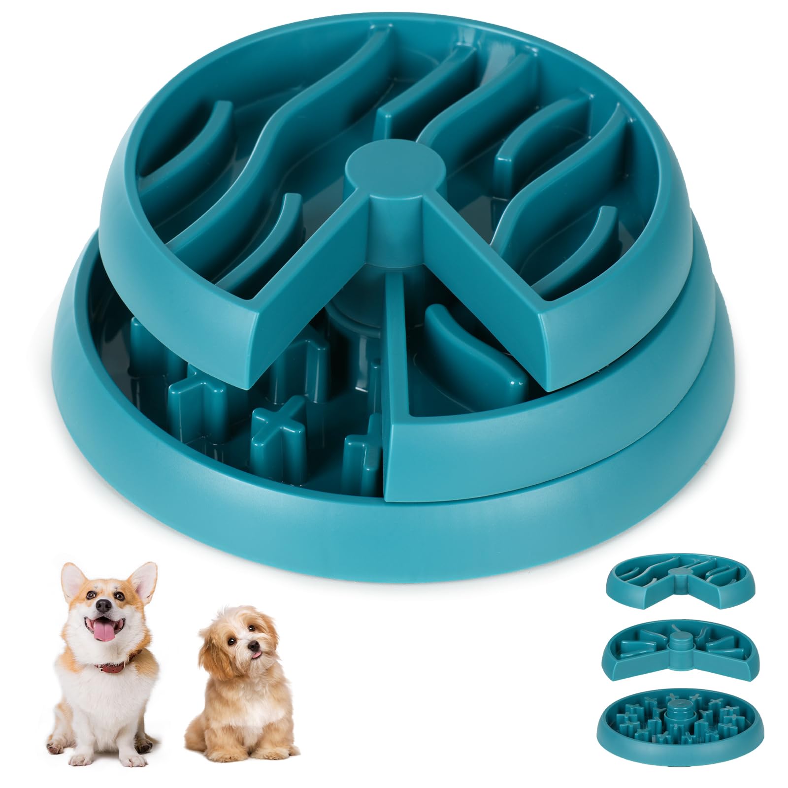 Barpor Slow Feeder Dog Bowls - Fun Slow Feeder Bowl Non-Slip Interactive Dog Feeder, Anti-Choking Slow Eating Be Healthier