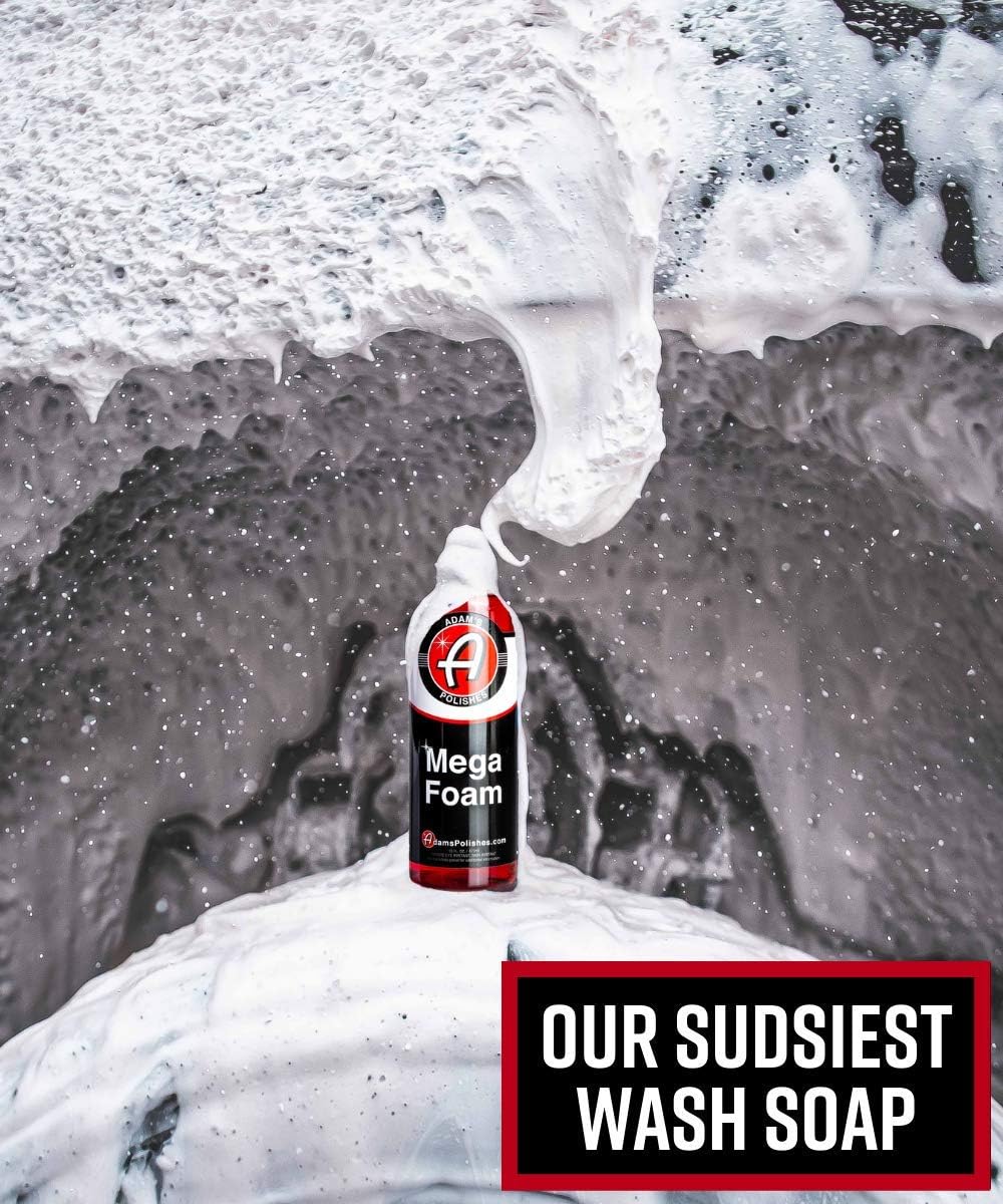 Adam’s Mega Foam Car Soap - Concentrated pH Neutral Car Wash Soap | Extreme Suds In 5 Gallon Bucket Foam Cannon Pressure Washer | Foam Gun Pad Sponge Mitt Chamois | Safe On Car Wax & Ceramic Coating: Automotive