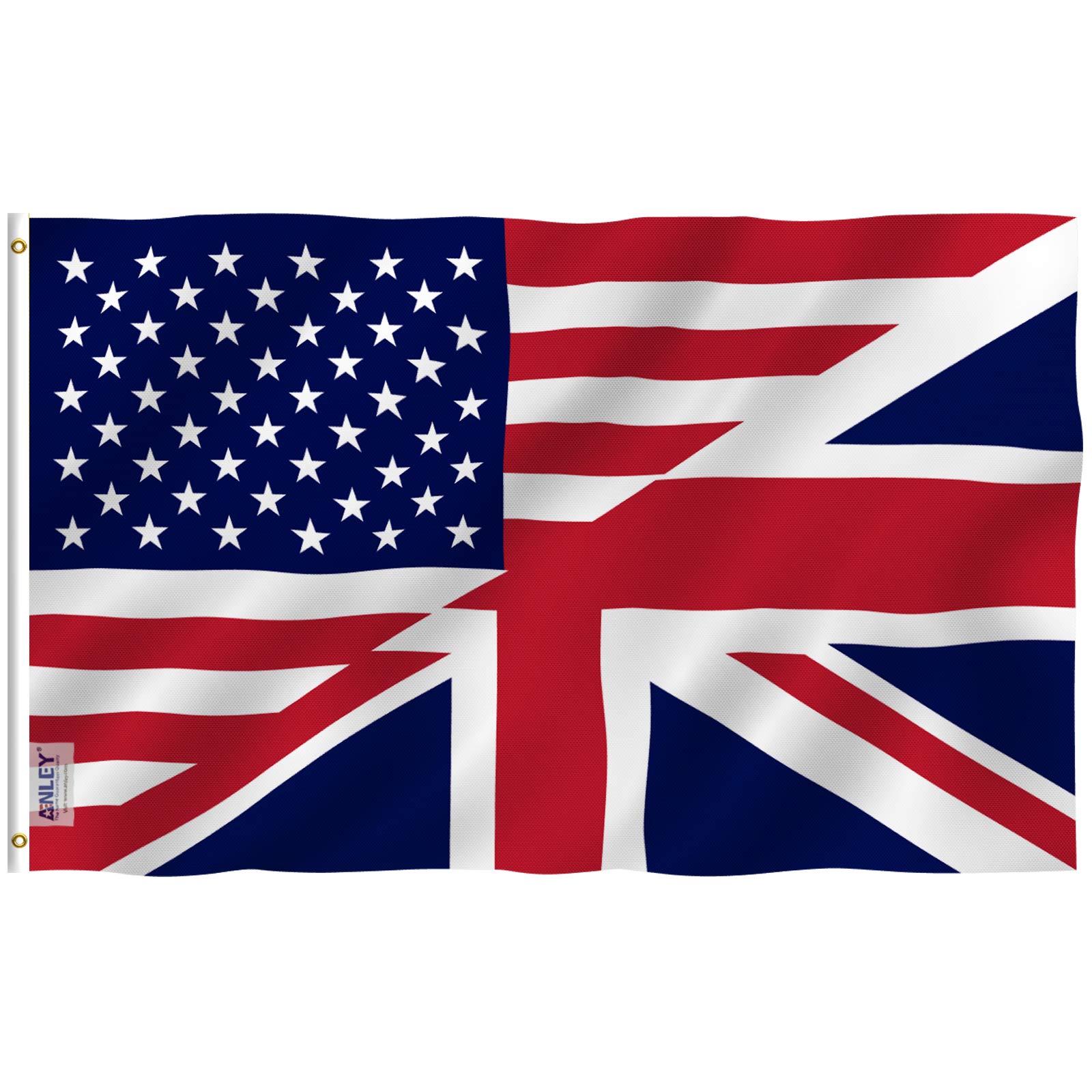 ANLEY Fly Breeze 3x5 Feet America Britain Friendship Flag - Vivid Color and UV Fade Resistant - Canvas Header and Double Stitched - Friendship Forever US UK Flag with Brass Grommets 3 X 5 Ft