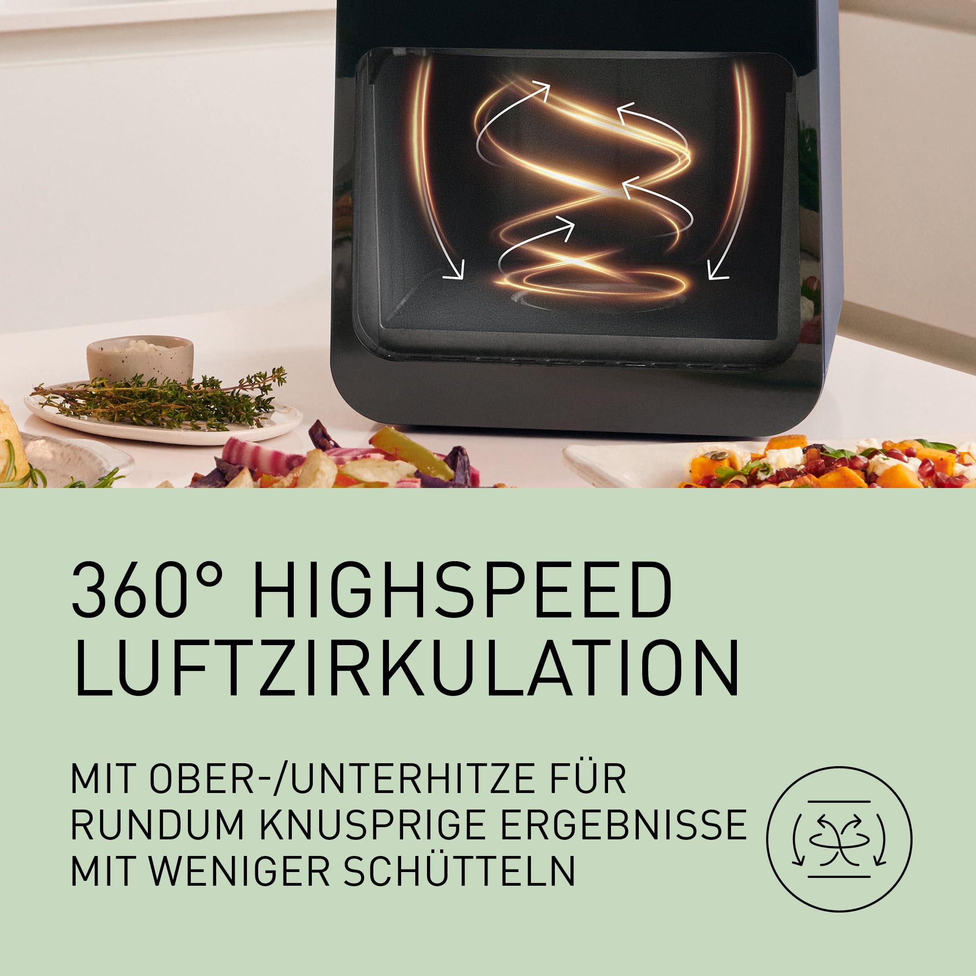 Panasonic NF-CC600AXE Air Fryer mit Sichtfenster, 6 l, 80–200 °C, digitaler Timer & LCD-Display, sanfte Dampfzugabe, 11 Voreinstellungen, einfache Reinigung, Schwarz mit Griff in Roségold 7