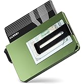 iwantit Pop Up Wallet for Men, Slim Minimalist Credit Card Holder with Money Clip - Man Metal Aluminum Wallet RFID Blocking, Smart Tactical Wallet for Men, Gift for Men (Green)