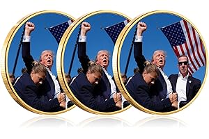 YVHUSK Donald Trump Assassinated Coins 2024 Shooting Collection Medal Trump Fighting for America Collectible Coin (3 Pieces Blue-Gold)