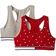 Tommy Hilfiger Girls' Crop Sports Bra (Pack of 2), Racerback Straps & Soft Elastic Waistband, Cotton & Spandex