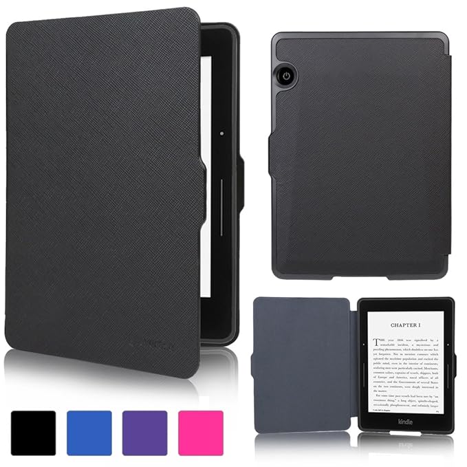 Evecase Kindle Voyage Case, Slim Hard Shell Leather Case