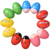 12PCS Egg Shakers Musical Instrument, Wooden Music Rattle Eggs