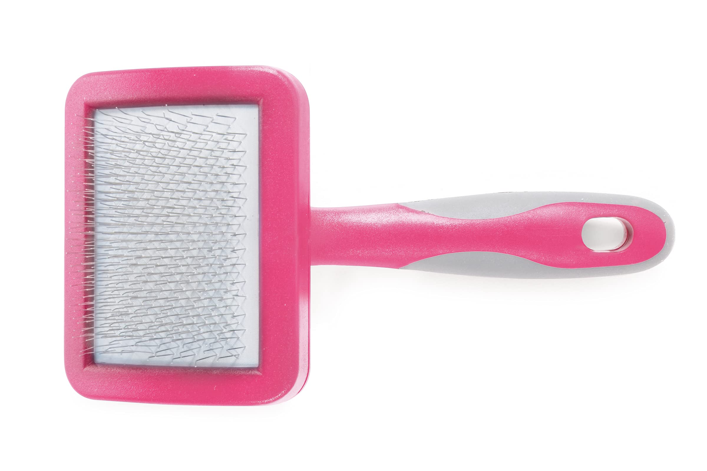 Ancol Ergo Cat Slicker Brush - Pink Grooming Tool for Removing Loose Fur and Detangling - Soft Bendy Pins for Glossy Coat Care - Ideal for Long Haired Cats