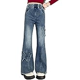 AOWKULAE Girl's Flare Jeans High Waist Y2K Denim Pants Bell Bottom with Pockets 5-14 Years
