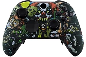 eXtremeRate Scary Party Patterned Faceplate Cover, Soft Touch Front Housing Shell Case Replacement Kit for Xbox One Elite Ser