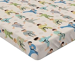 Ambesonne Sports Fitted Sheet Set, Cartoon Karate