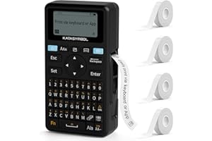 SUPVAN E11 Bluetooth Label Maker Machine with 4 Tapes, Support Keyboard & App with 40 Fonts and 450+ Icons, Rechargeable Inkl